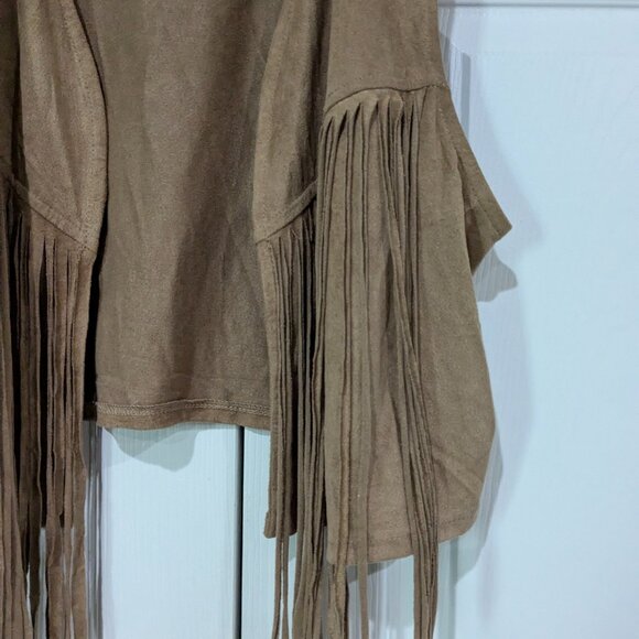 Wild Kiss Women's Fringe Vest, Size Large, Tan - Picture 5 of 12